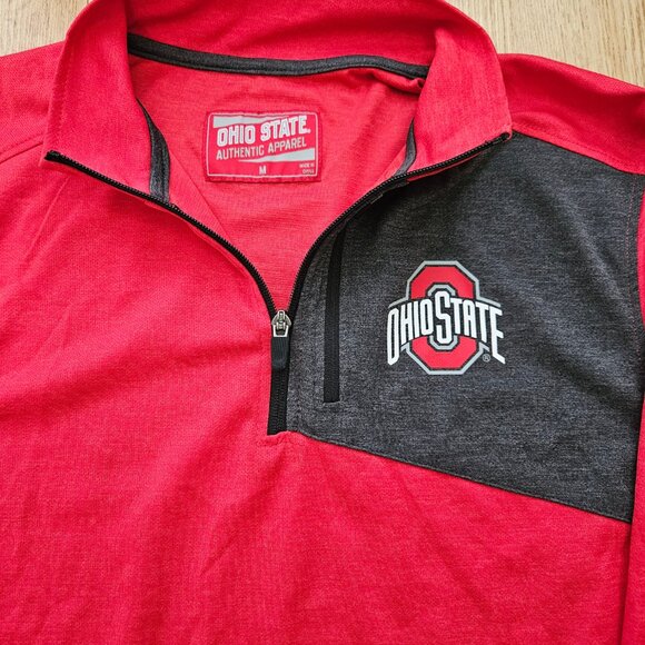 Men's The Ohio State Authentic Apparel 1/4 Zip - Garnet & Grey - Medium - Used - Picture 2 of 3